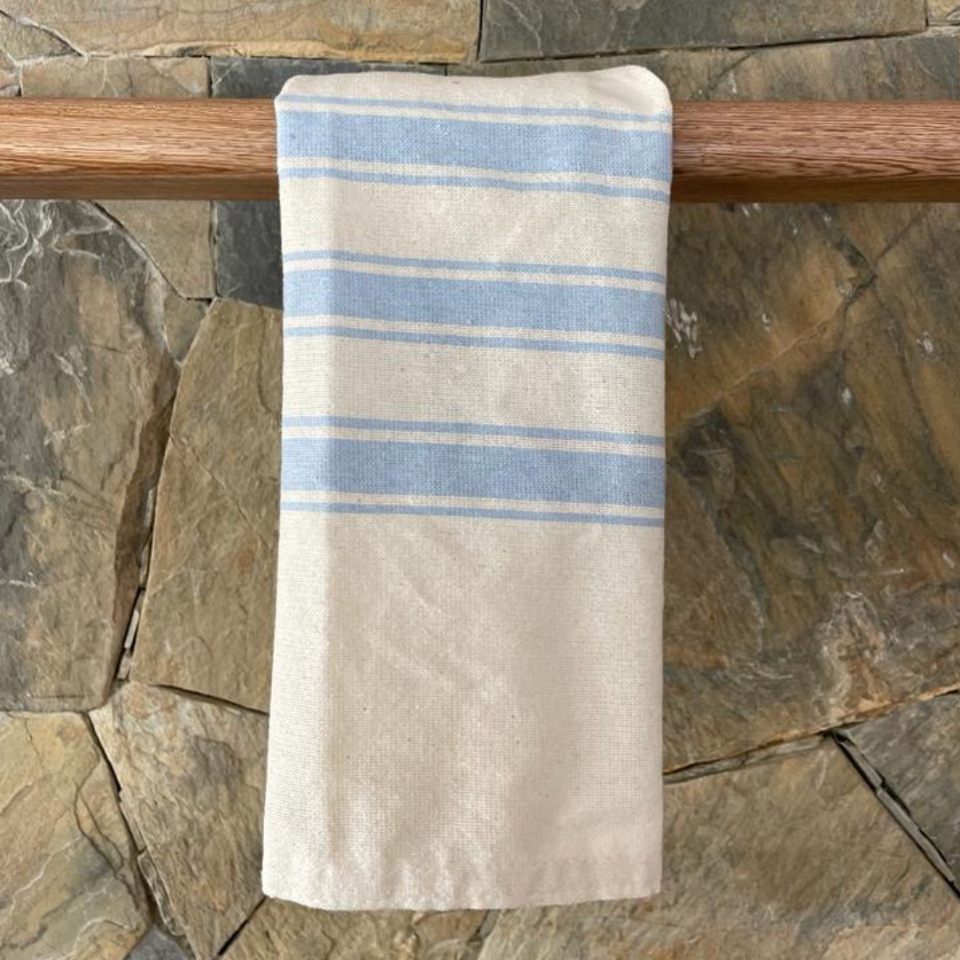 Contemporary Sky Blue Wide Stripe Hand towel