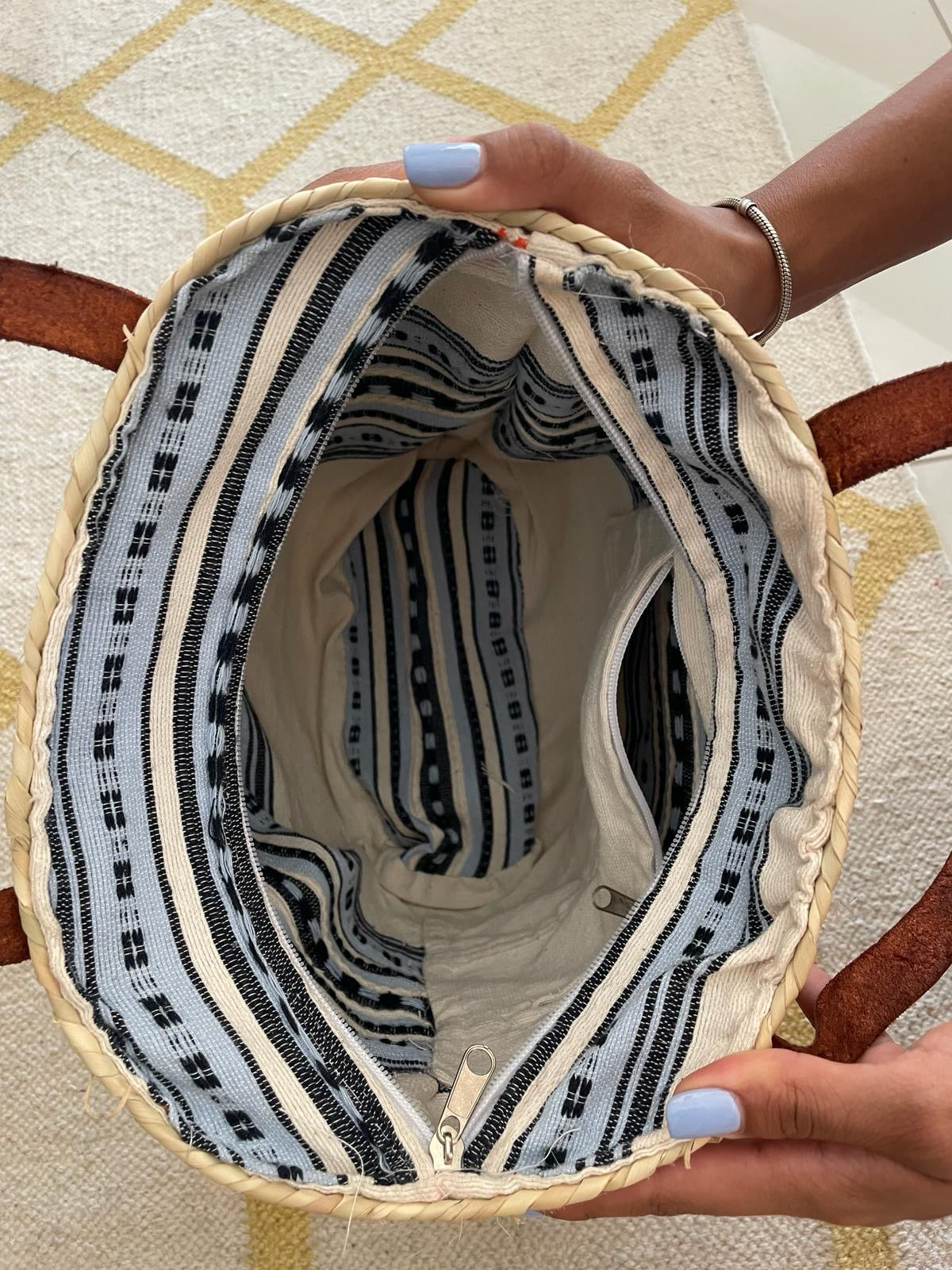 Custom Palm Purse with Sky Blue Aztec Lining