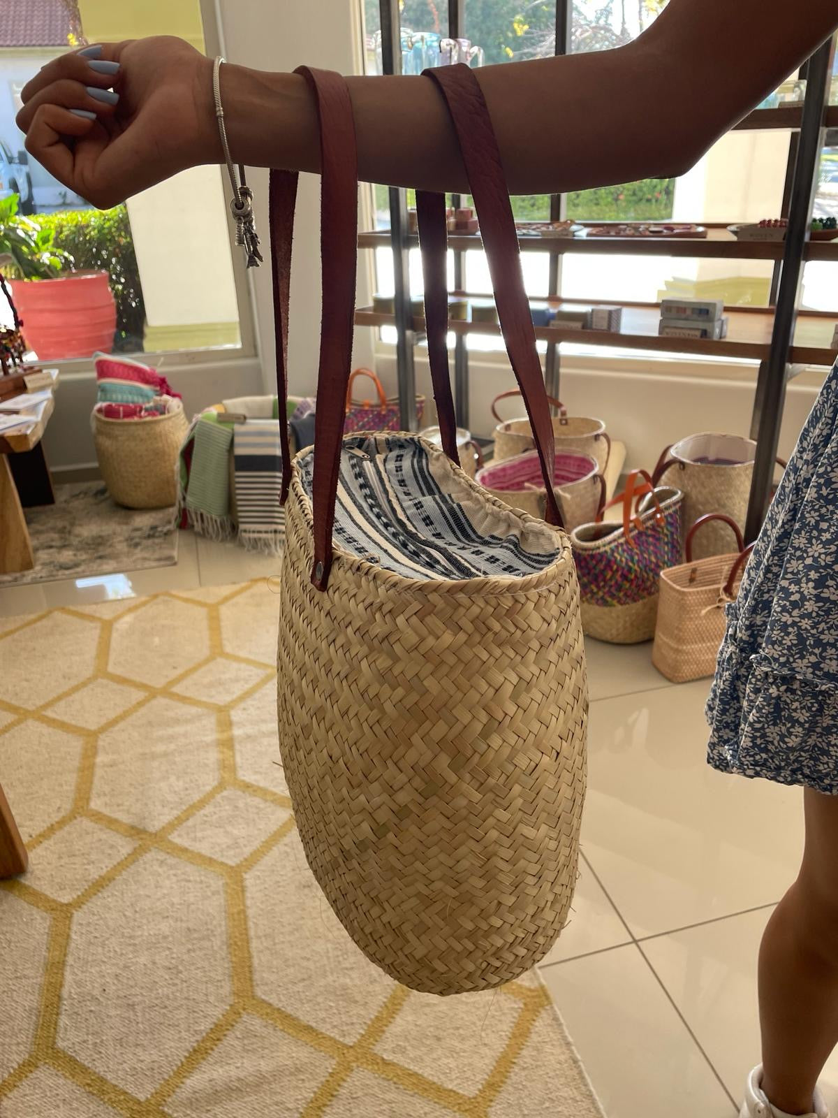 Custom Palm Purse with Sky Blue Aztec Lining