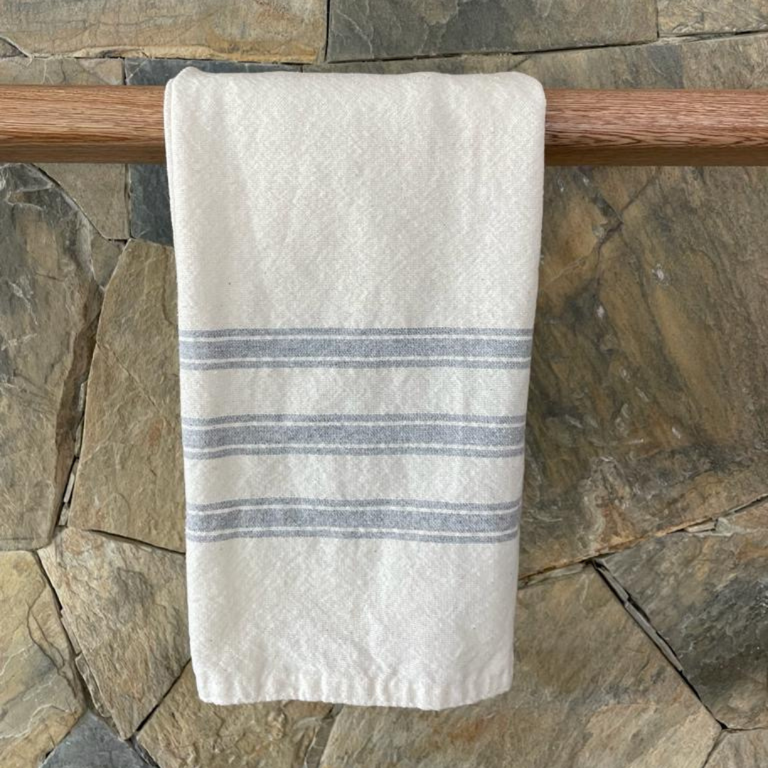 Contemporary Heather Gray Slim Stripe Hand Towel
