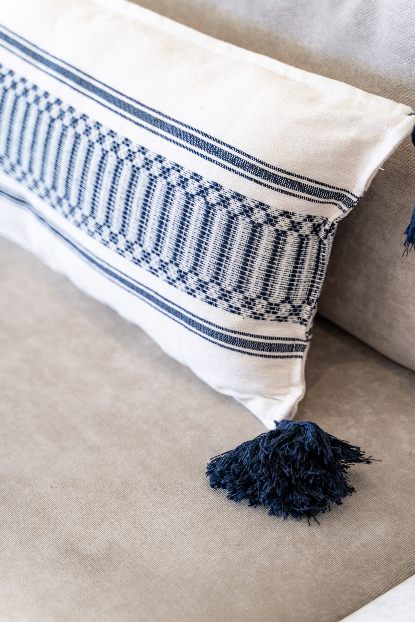 Navy and Cream Lumbar Throw Pillow
