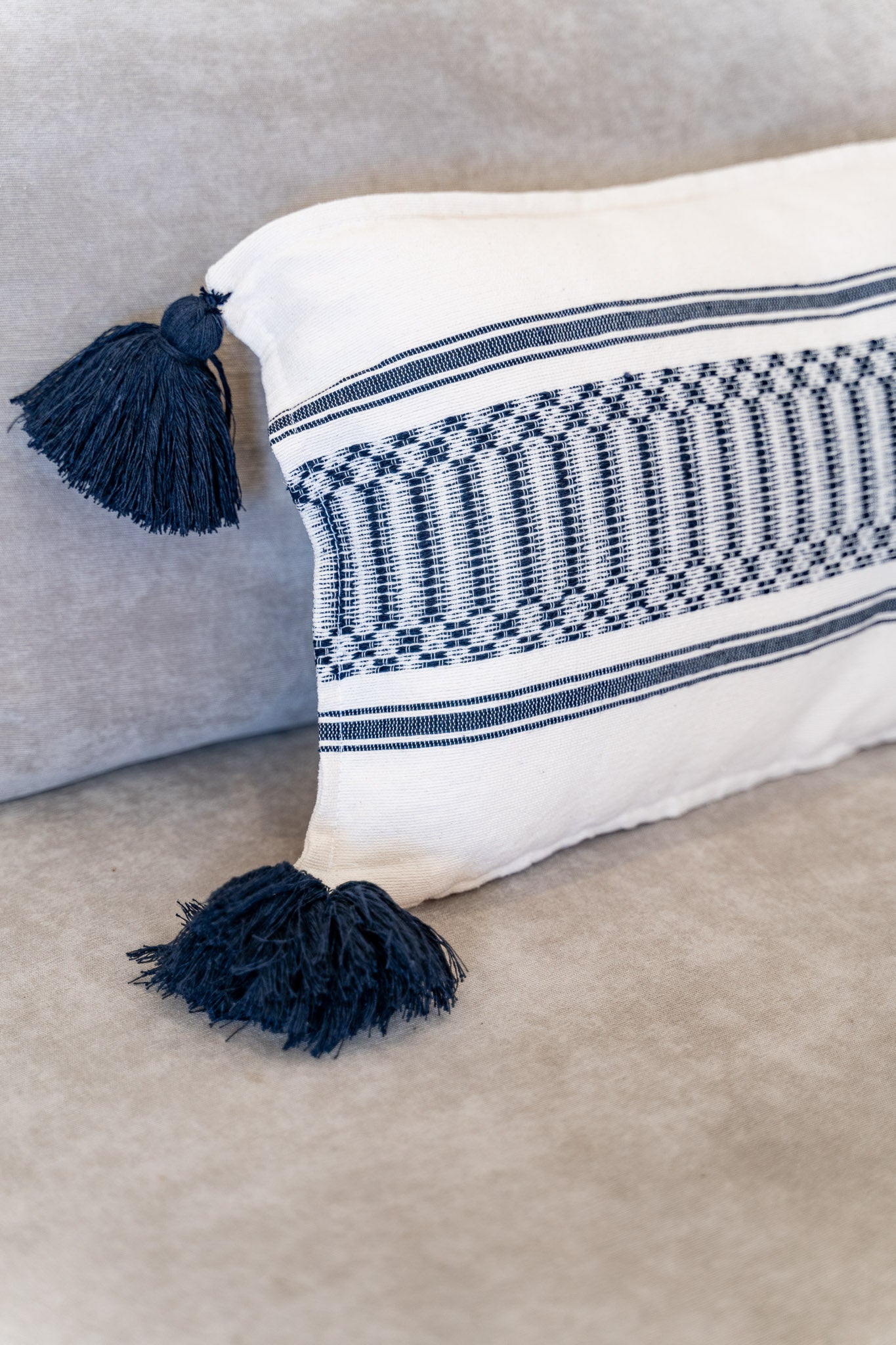 Navy and Cream Lumbar Throw Pillow