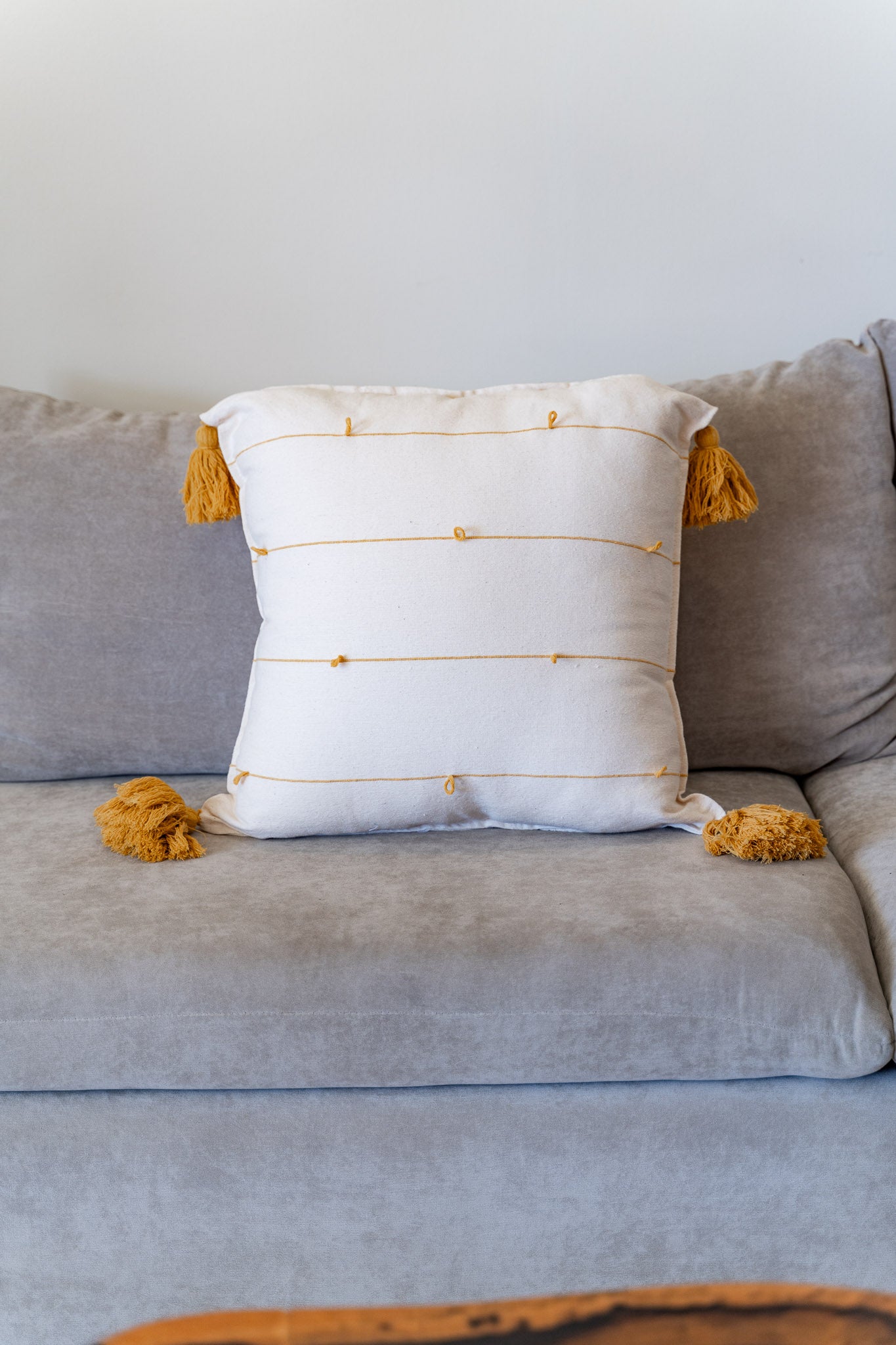Mustard Globos Throw Pillow