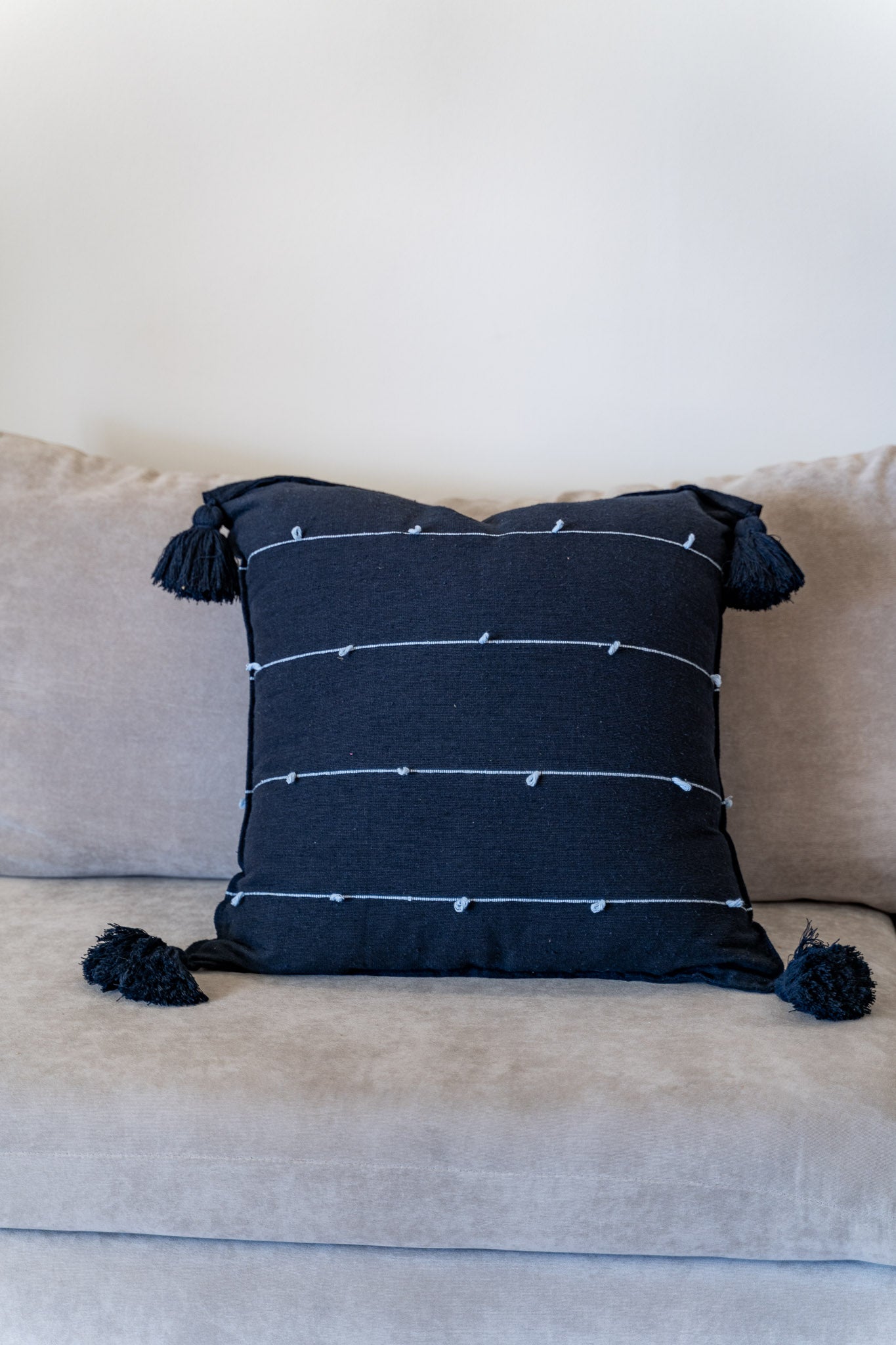 Navy with Sky Blue Globos Throw Pillow