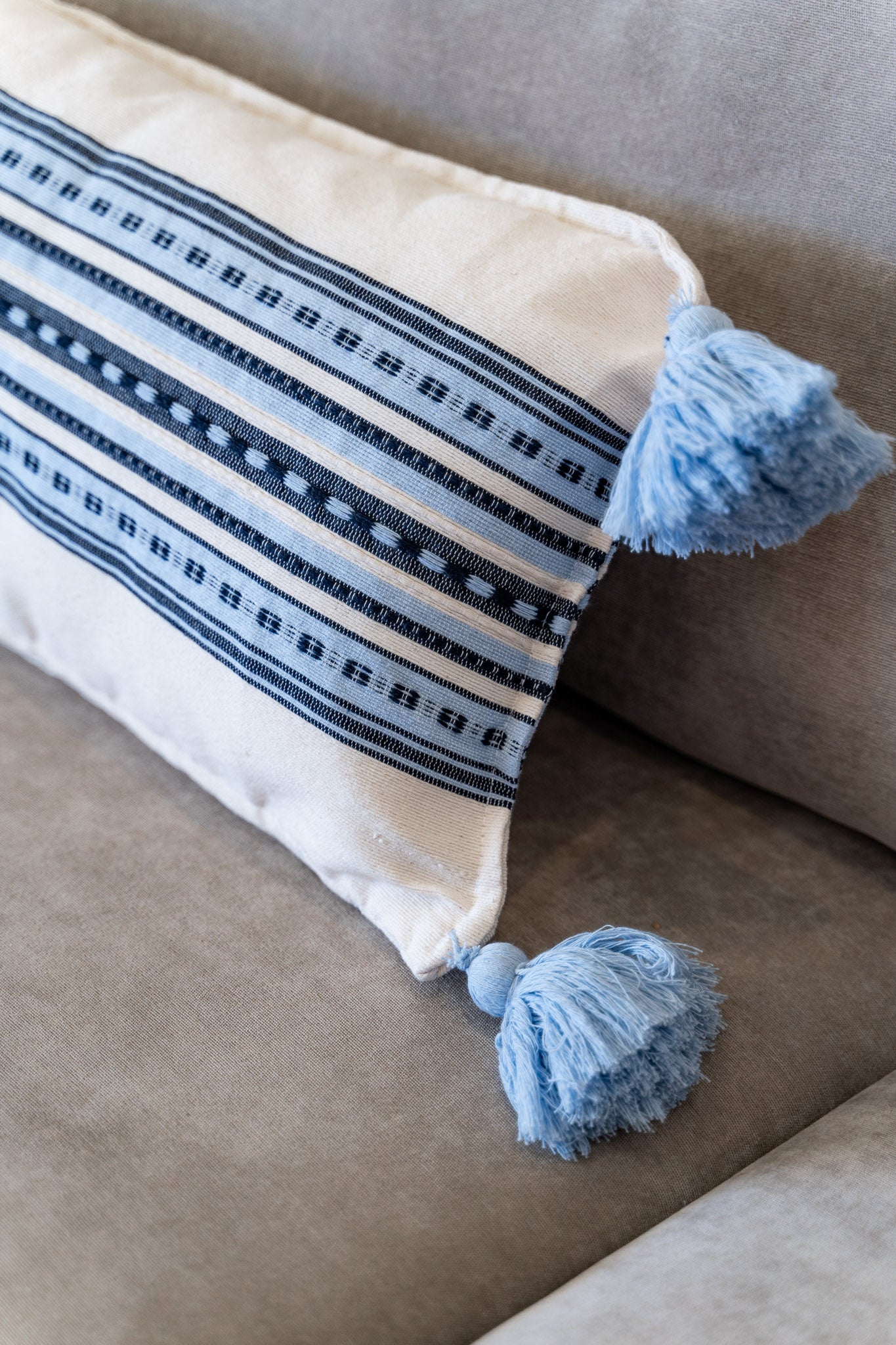 Navy and Sky Blue Aztec Lumbar Throw Pillow