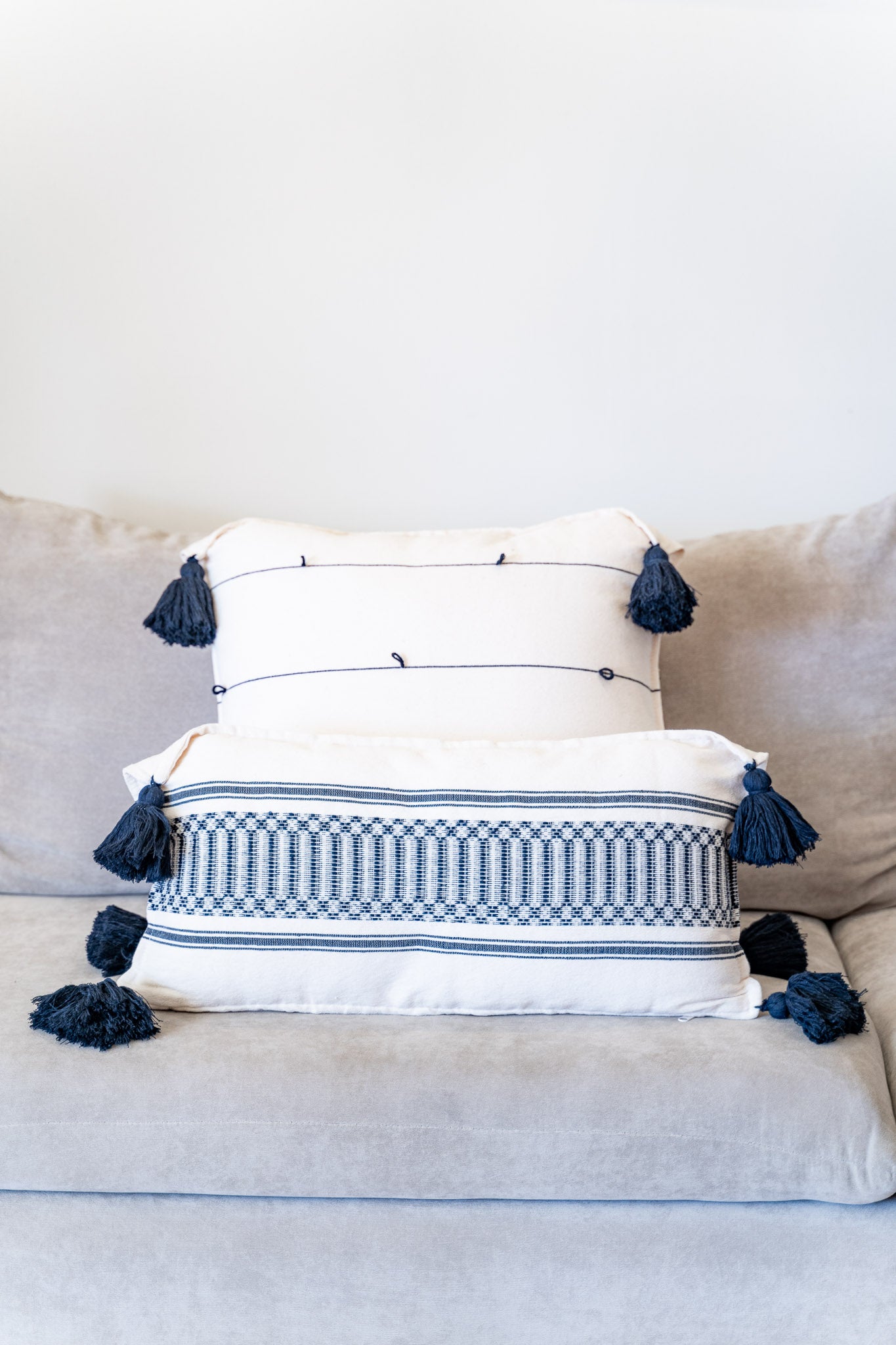 Navy and Cream Lumbar Throw Pillow