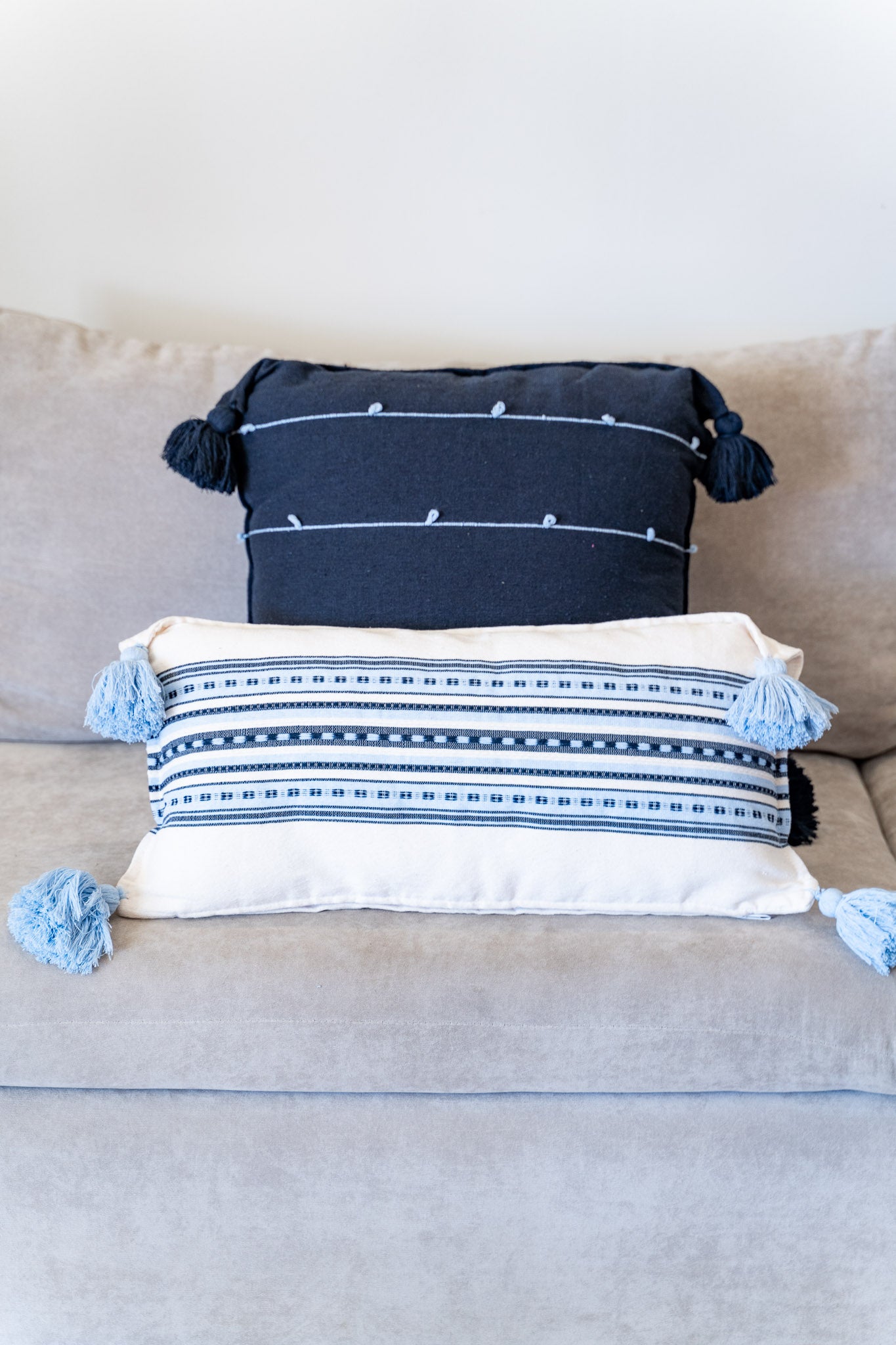 Navy with Sky Blue Globos Throw Pillow