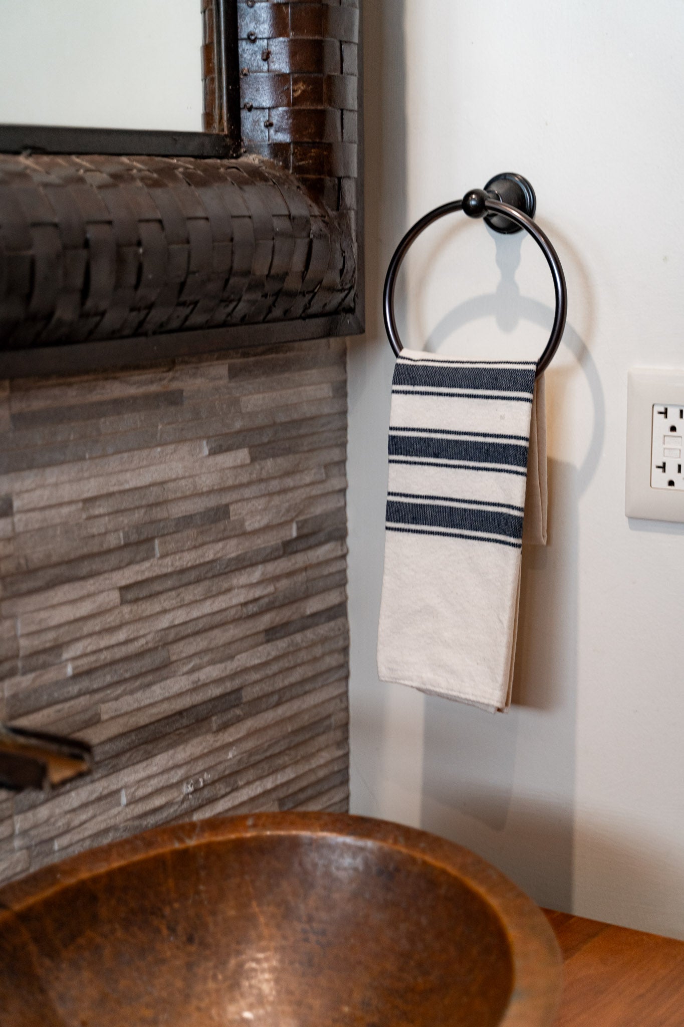 Contemporary Slate Wide Stripe Hand towel