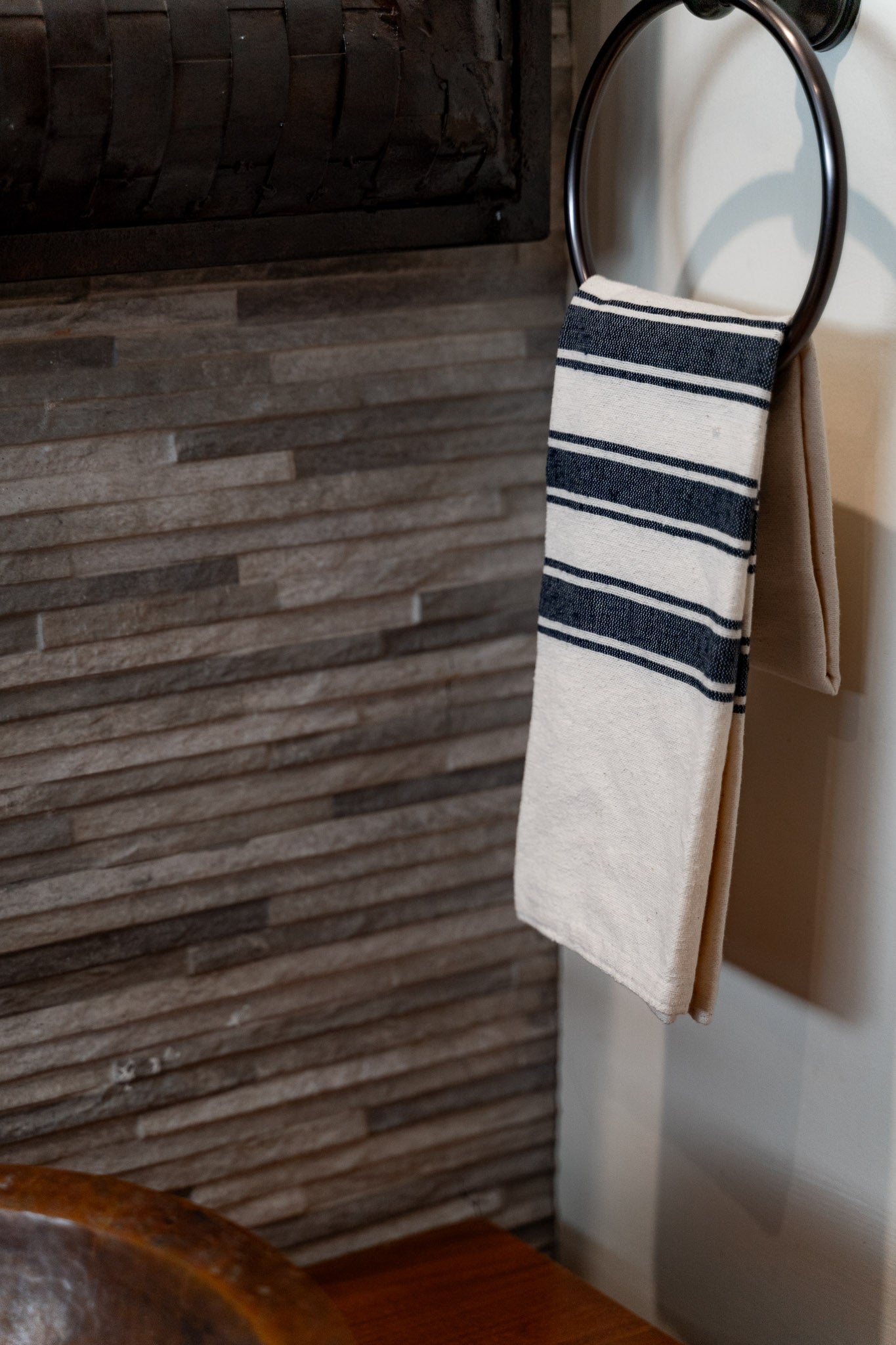 Contemporary Slate Wide Stripe Hand towel