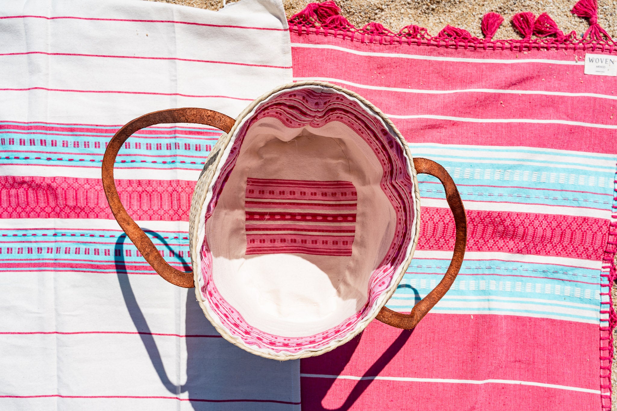 Pink Aztec Large Palm Tote with Lining