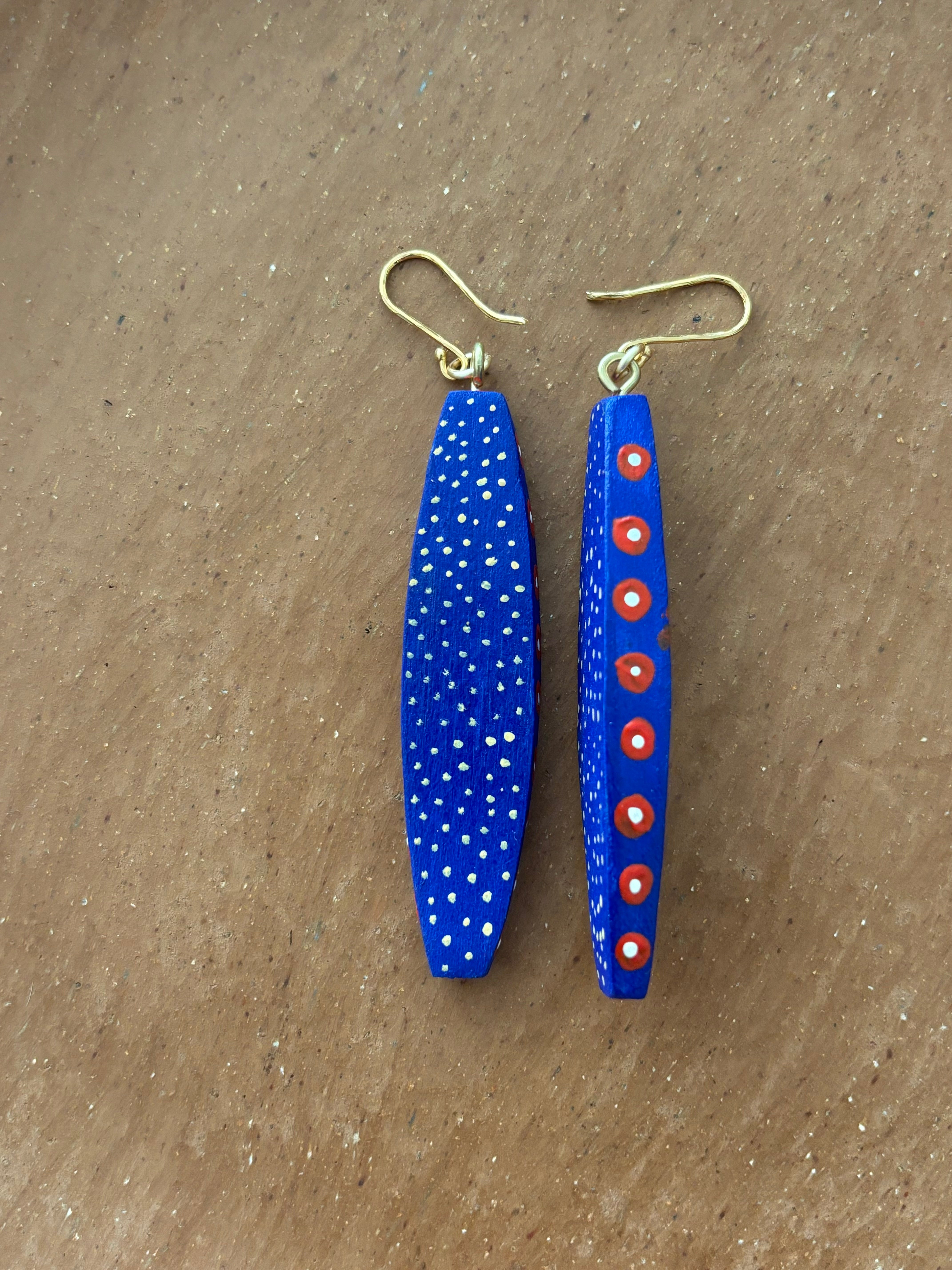 Dark Purple with Red Lizard Earrings