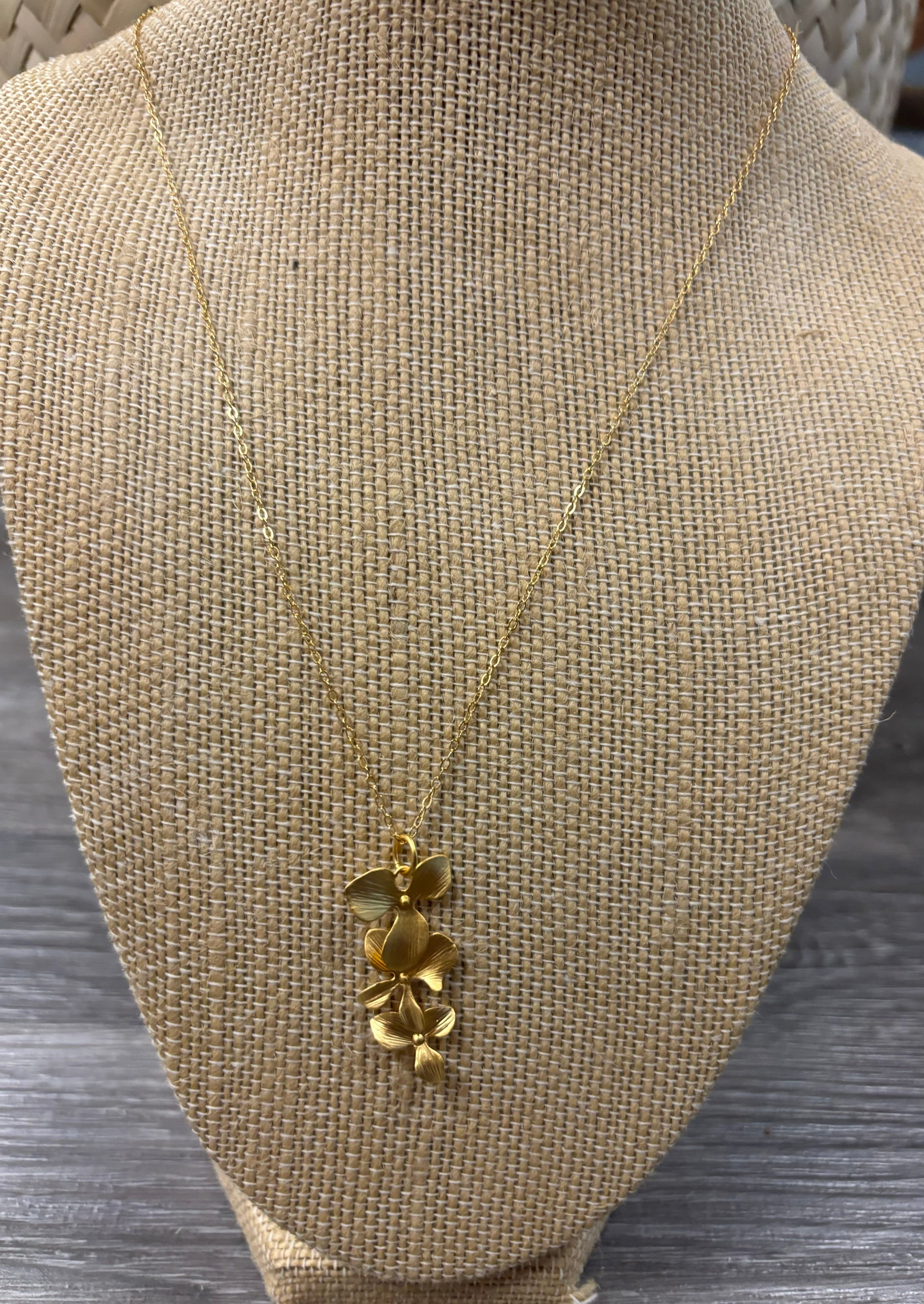 Matte Gold Orchid Necklace