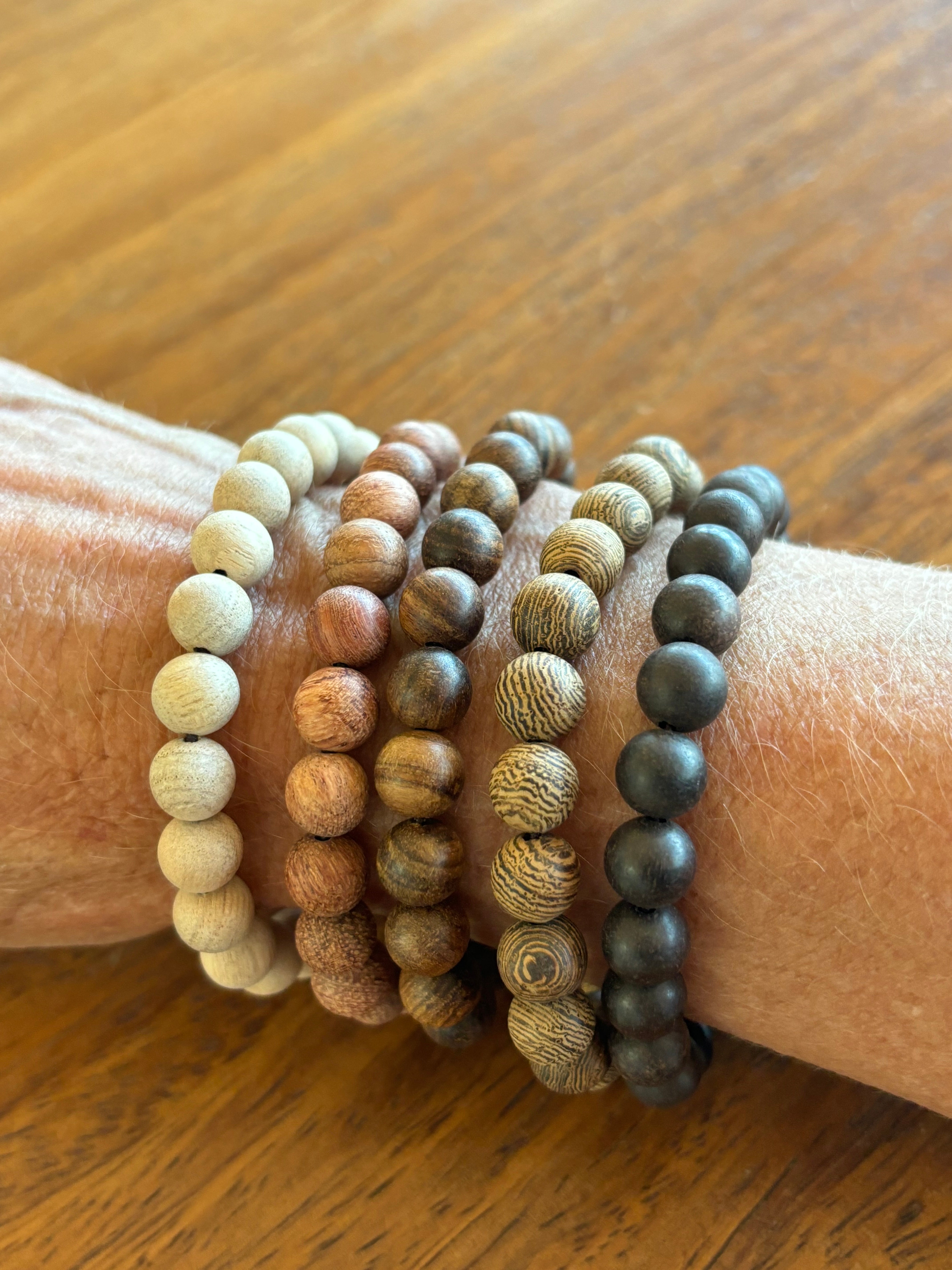 Cream Matte Wood Bracelet for Layering