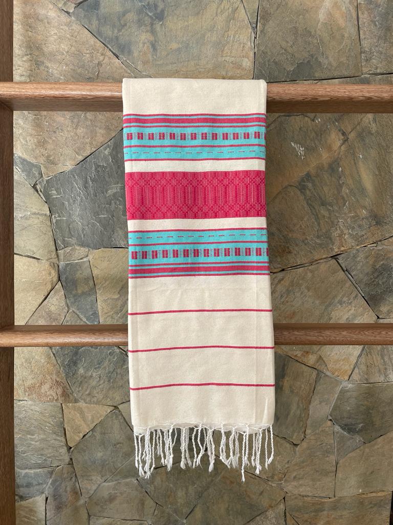 Cream, Pink and Aqua Aztec Pool Towel