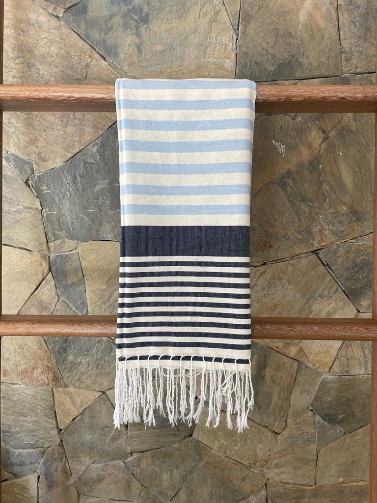 Sky Blue, Cream, and Navy Pool Towel