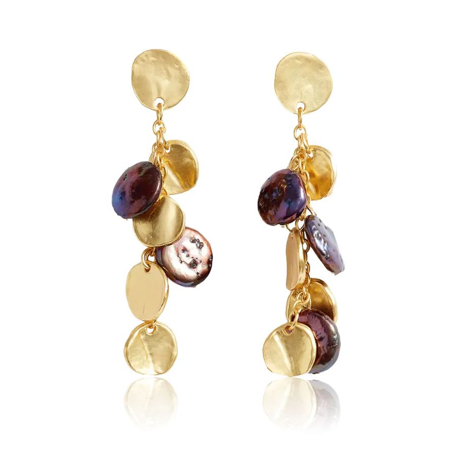 Peacock Pearl Gold Earrings