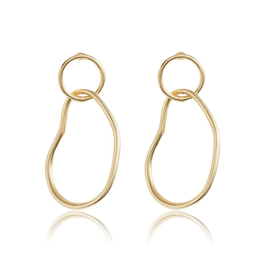 Gold Organic Link Drop Earrings