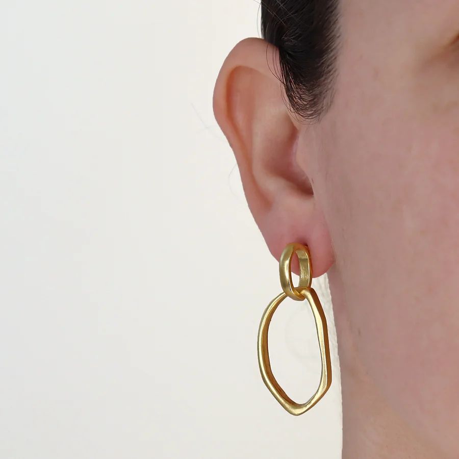 Gold Irregular Link Earrings