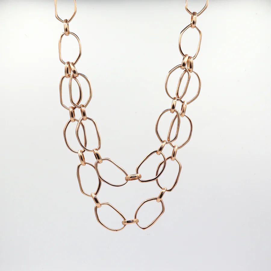 Double Chain Link Gold Necklace