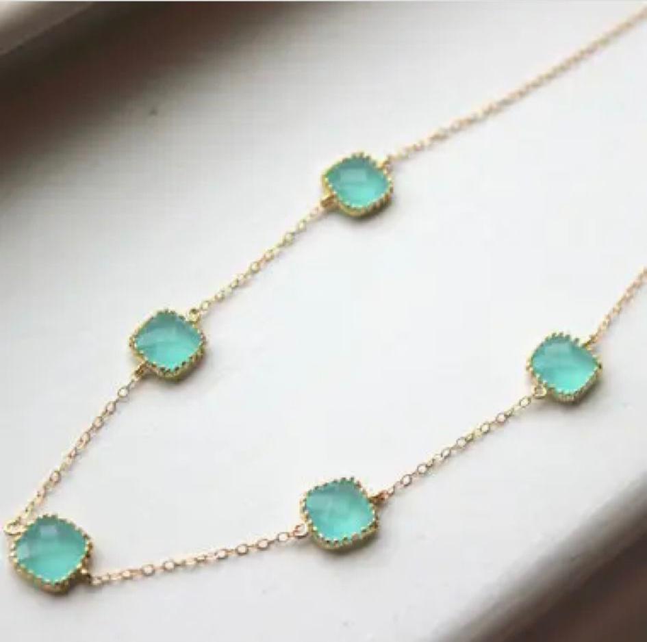 Aqua Blue Mint Necklace