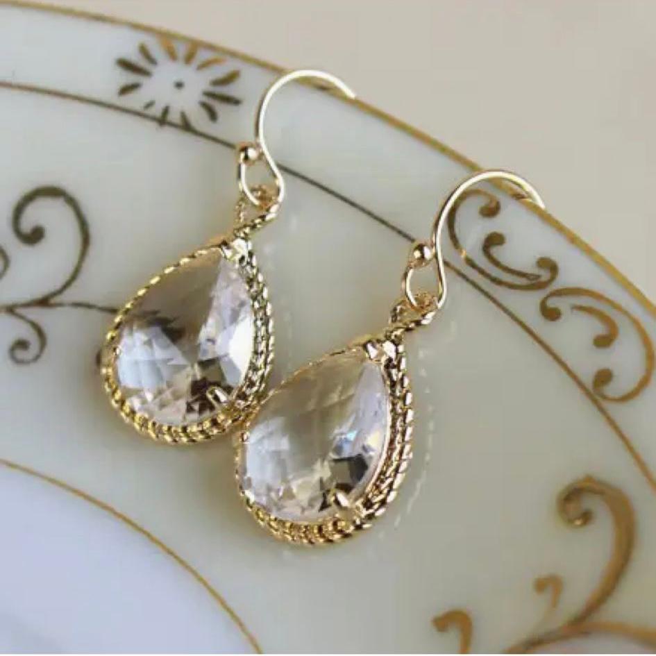 Gold Clear Crystal Earrings