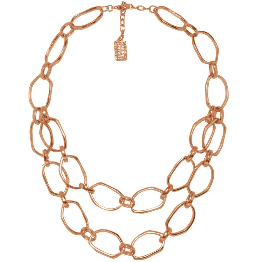 Double Chain Link Rose Gold Necklace