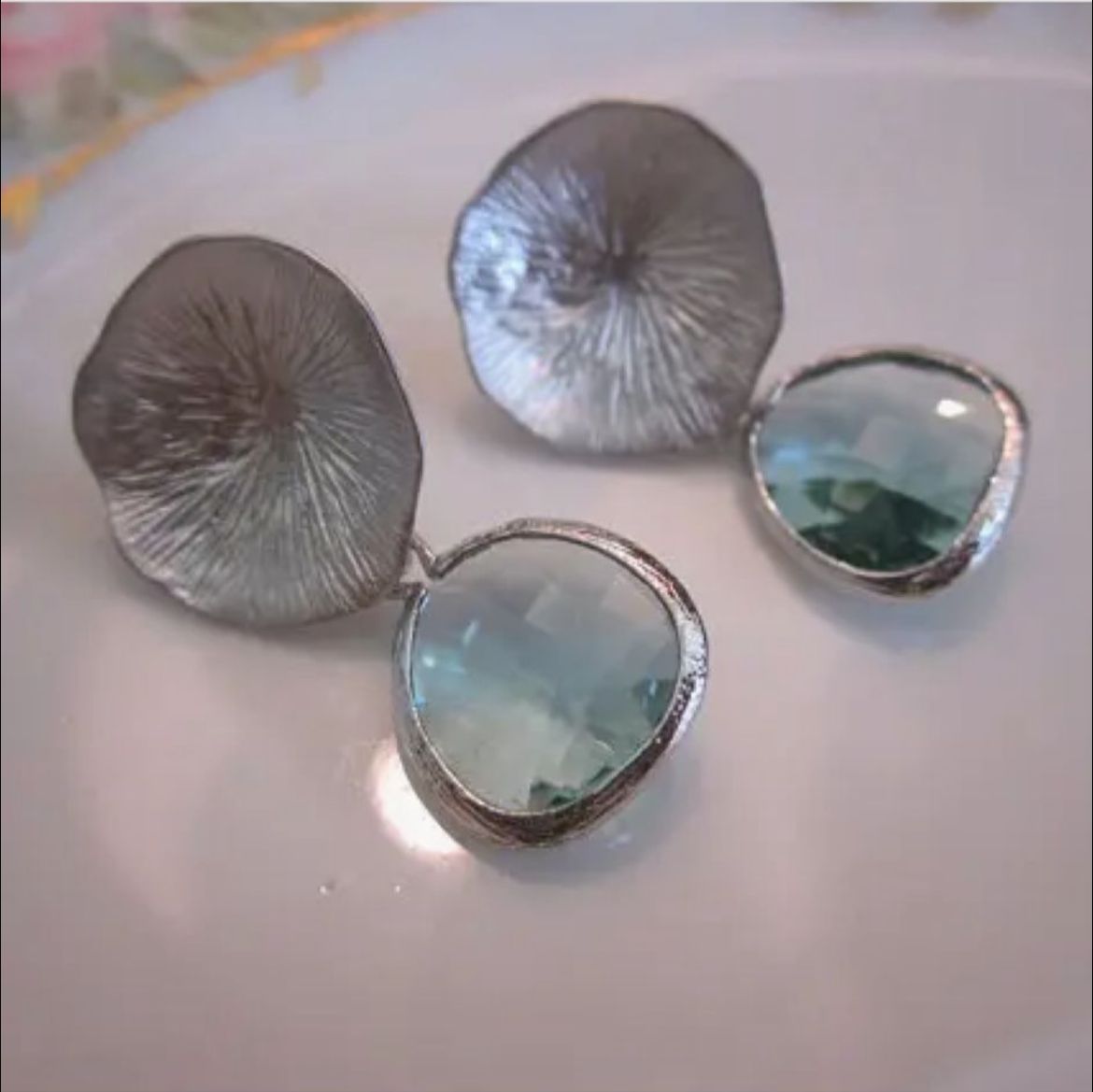 Prasiolite Silver Mushroom Earrings