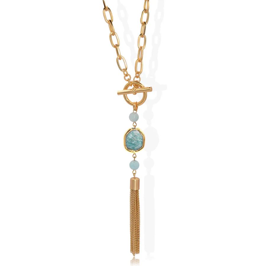 Amazonite X Tassel Long Necklace