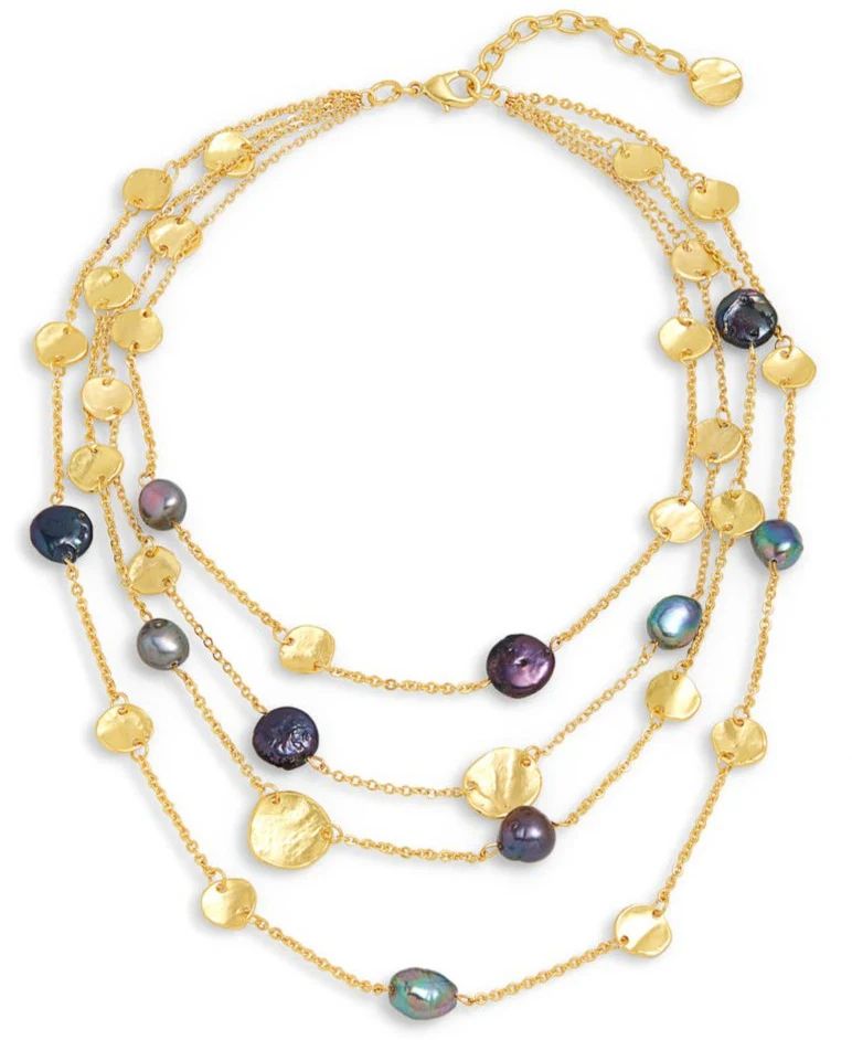 Mini Coin X Peacock Pearl Layered Necklace