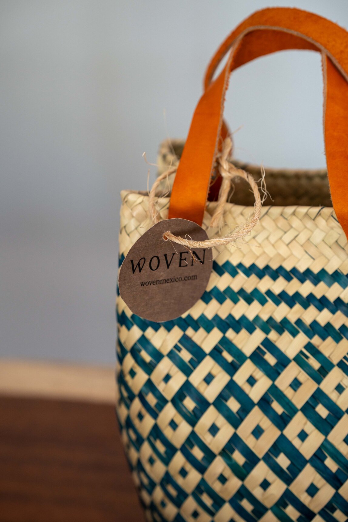 Mini Palm Purse - Natural and Teal Green