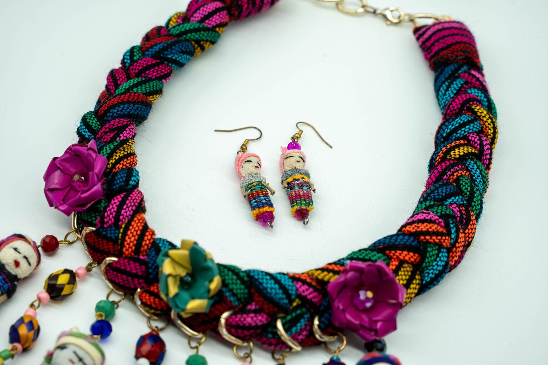 Worry Doll Necklace and Earrings