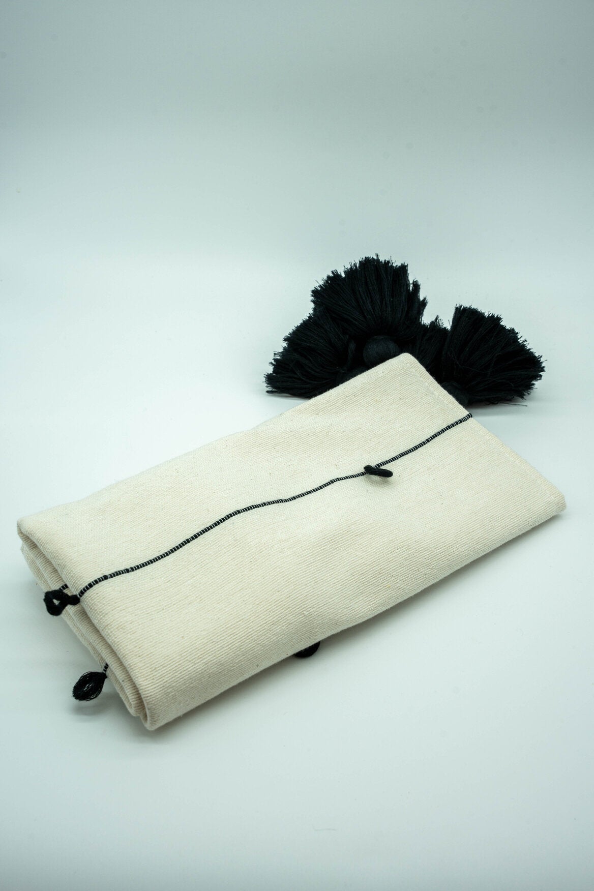 Cream with Black Globos Throw Pillow