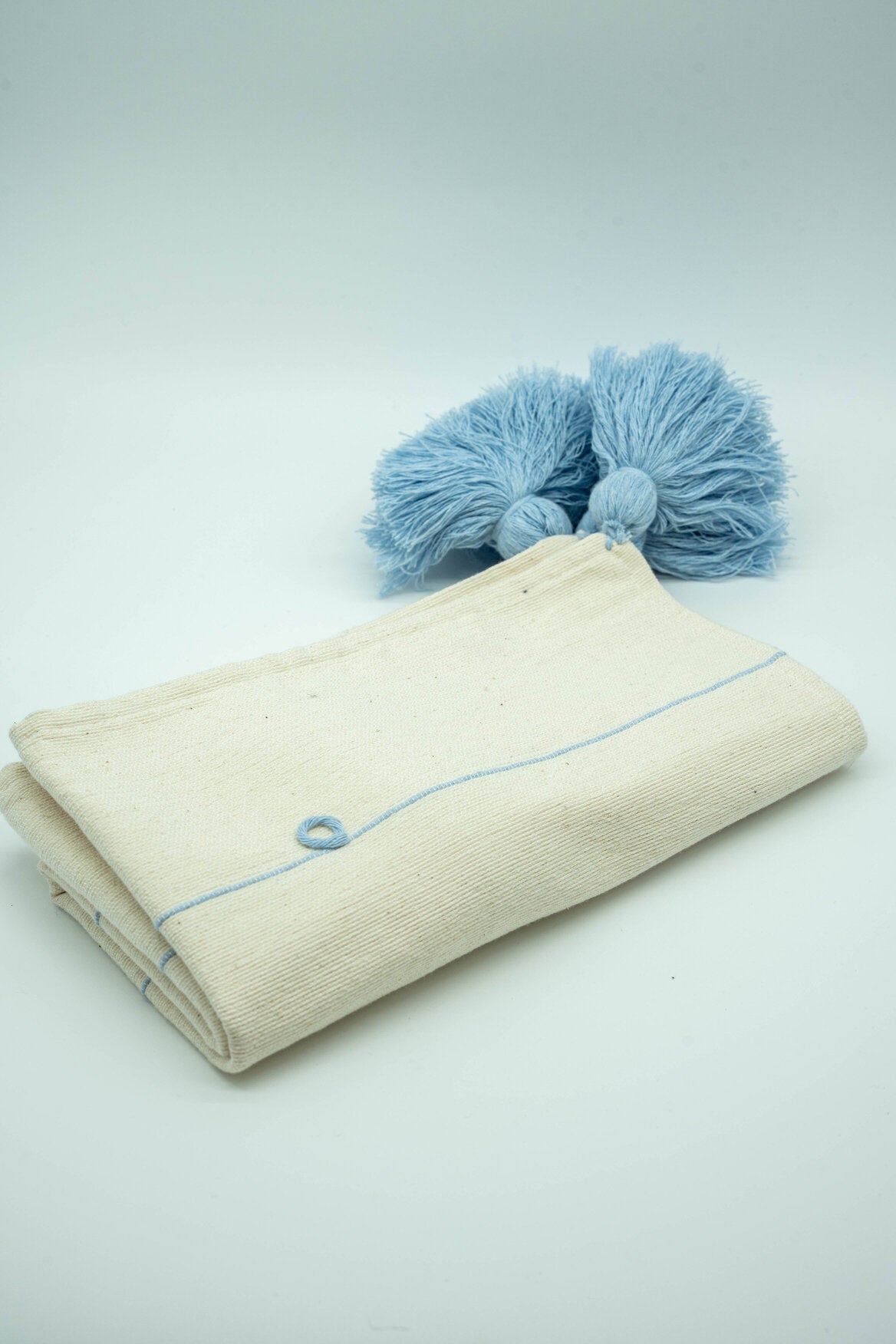 Cream with Sky Blue Globos Throw Pillow