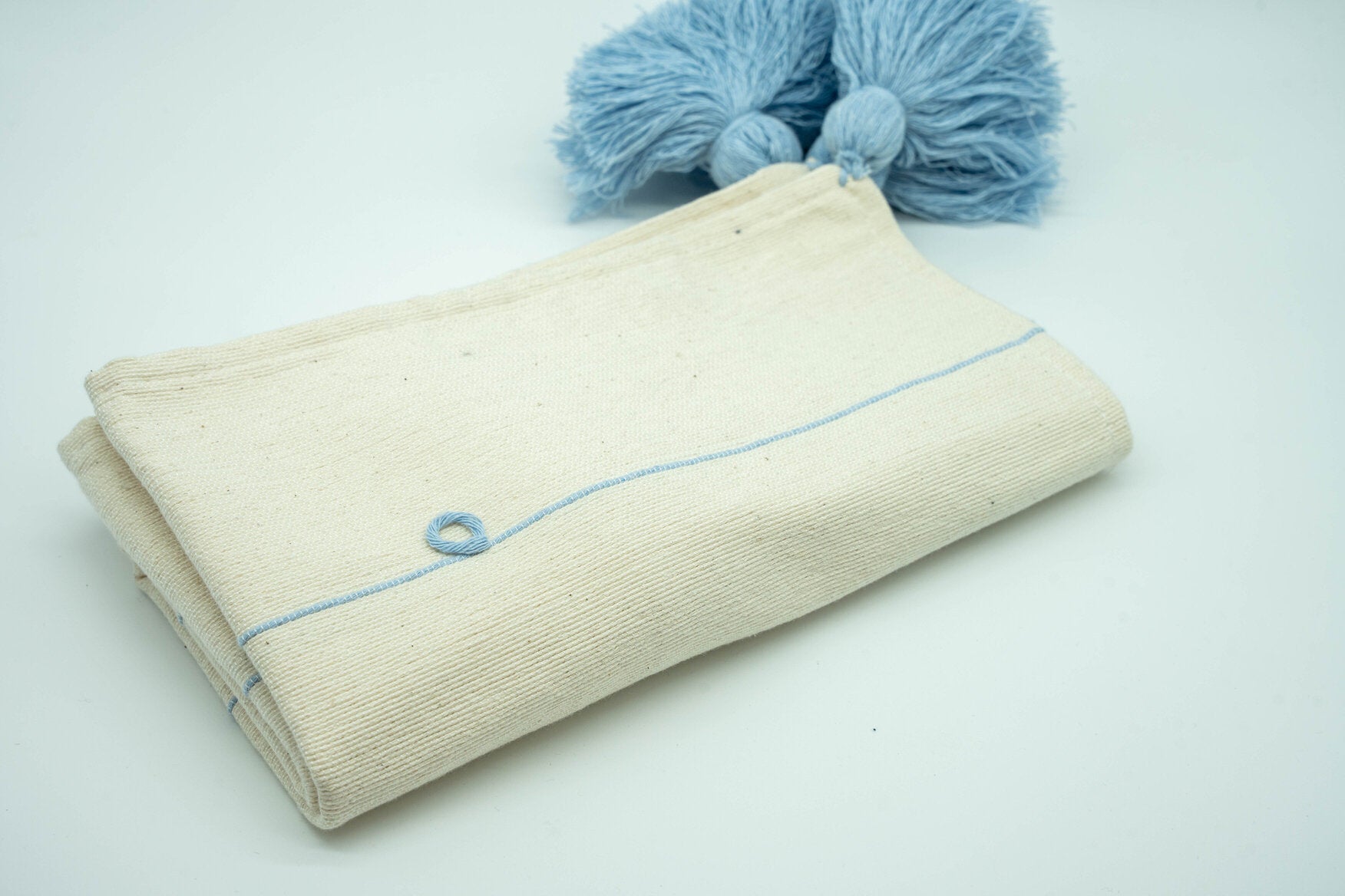 Cream with Sky Blue Globos Throw Pillow