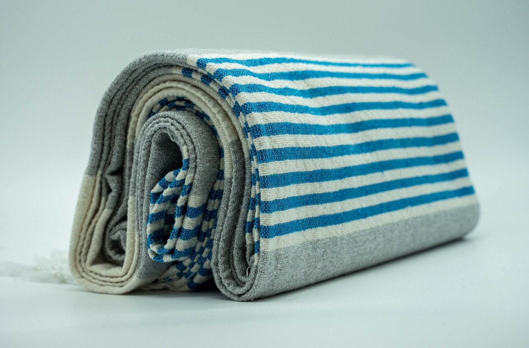 Grey and Cream Block with Turquoise Pool Towel