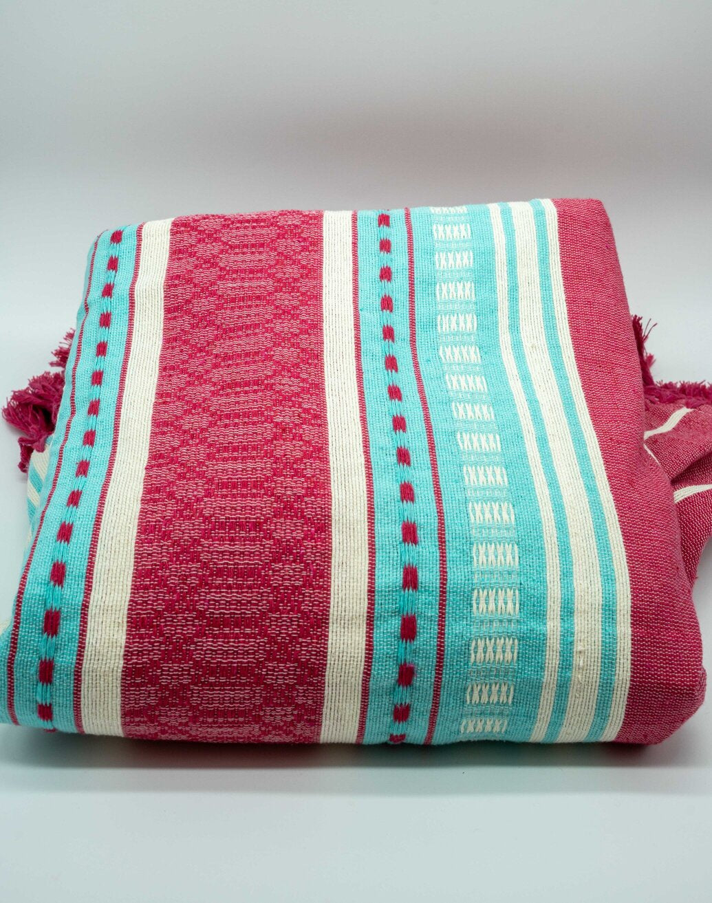 Pink and Aqua Beach blankets with Pom-Poms